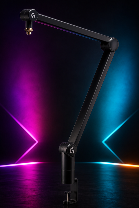 Logitech G Yeticaster GX Dynamic Supercardioid Gaming Microphone With Boom Arm, RGB Lighting and LIGHTSYNC, Broadcast-Style USB Mic for PC and Mac, Use for Recording and Streaming